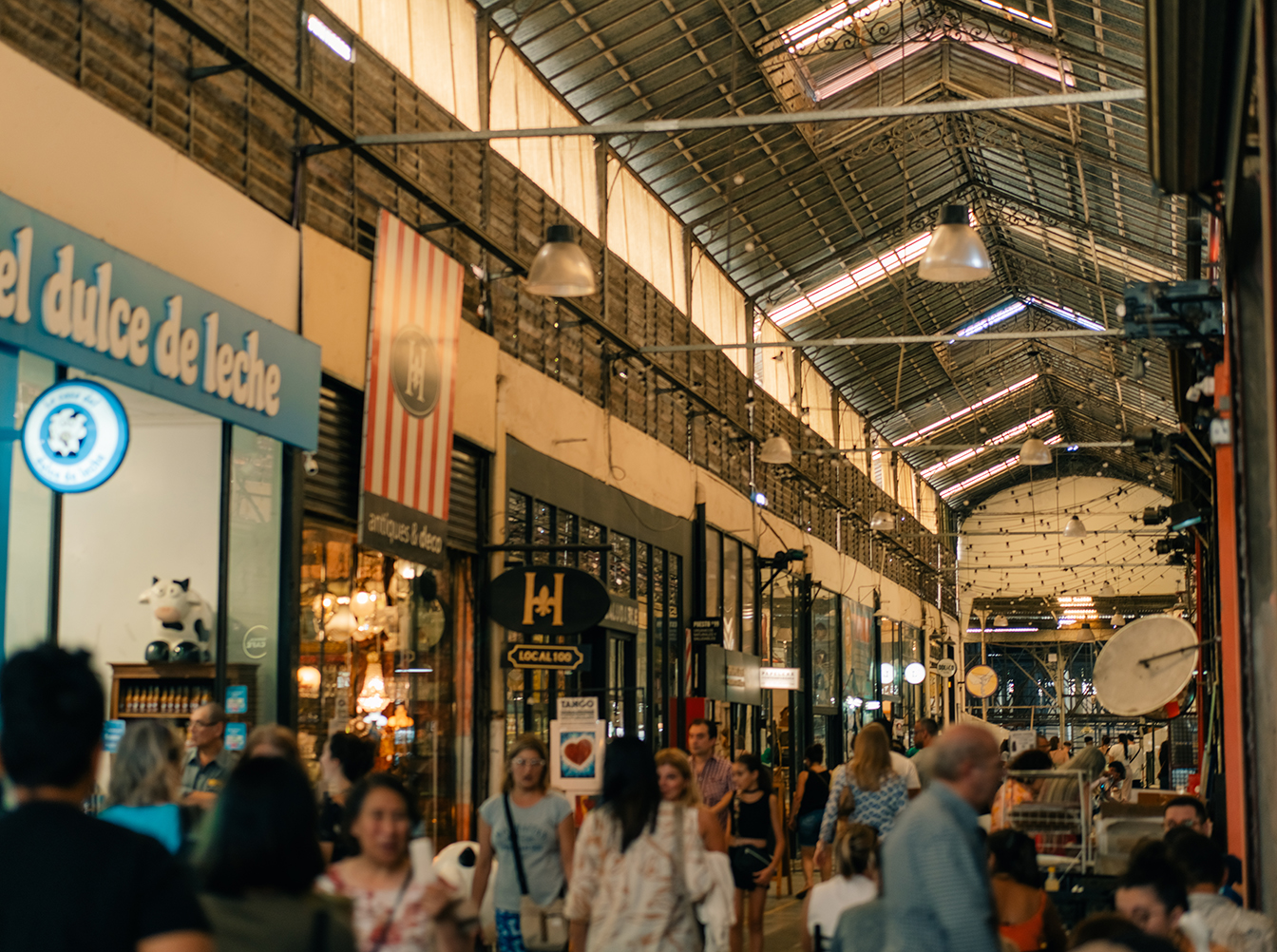San Telmo market interior metallic structure in buenos aires, argentina – mar 2th 2024